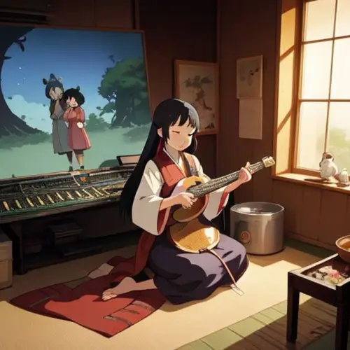 Shamisen Lofi Hip Hop 🌆🎤 Autumn Rain on Bamboo image