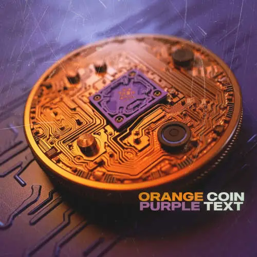 Orange Coin, Purple Text image